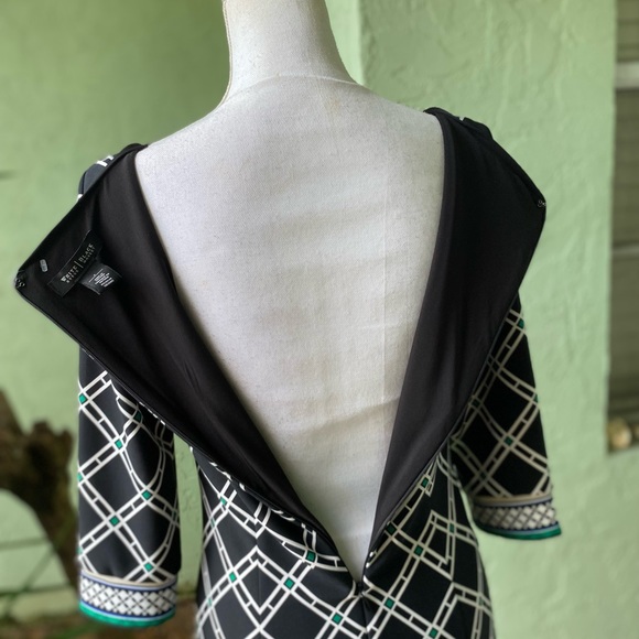 White House Black Market Black White Green Dress - Picture 12 of 12
